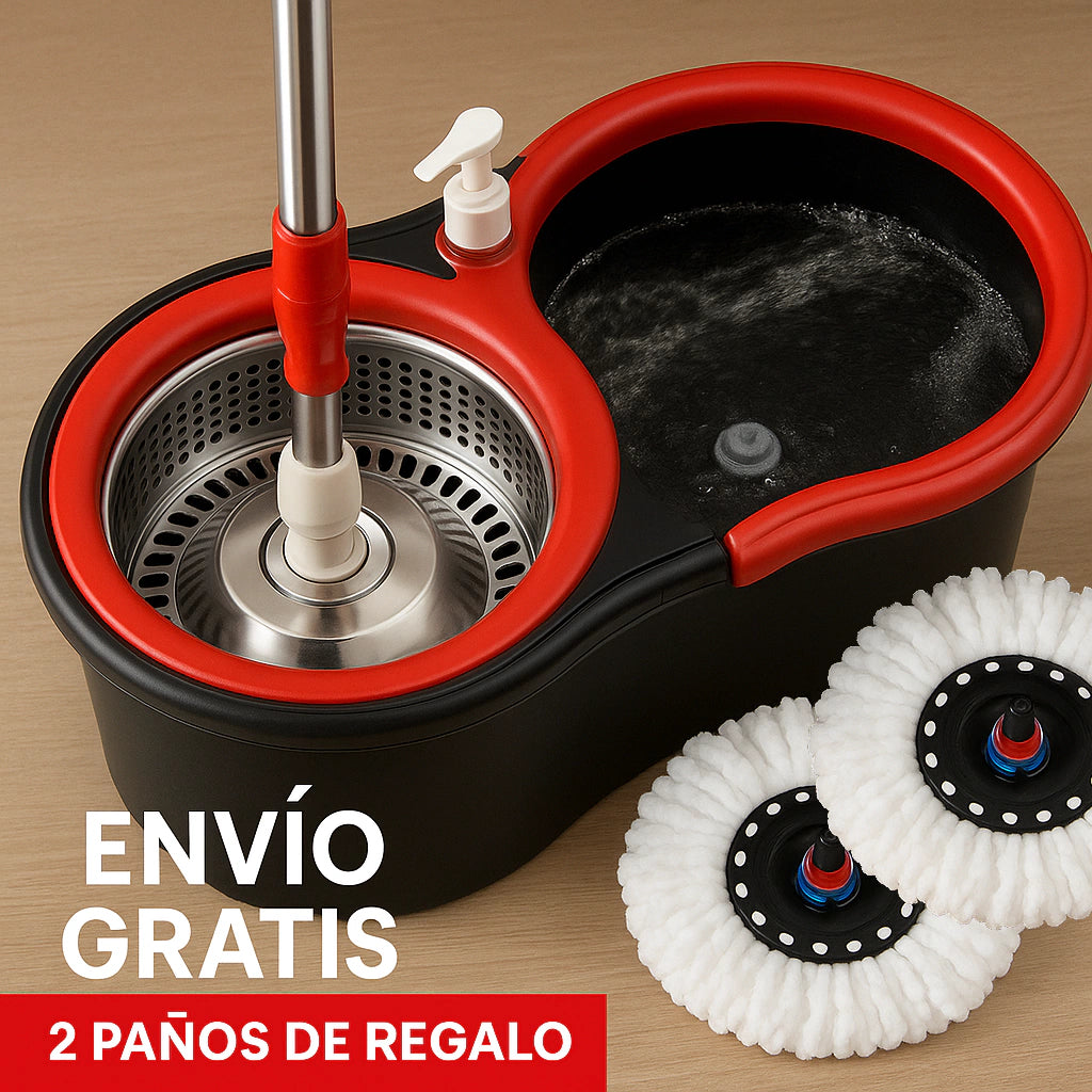 Balde Mopa Centrifugo 360 con dispenser para jabpn y ruedas