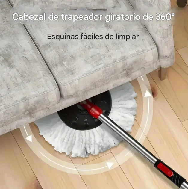 Balde Mopa Centrifugo 360 con dispenser para jabpn y ruedas